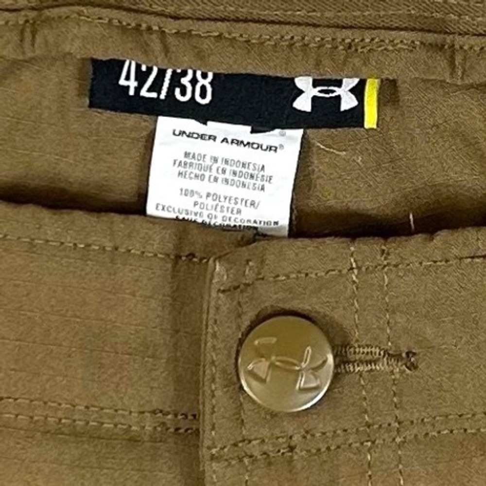 Under Armour Men Brown Tactical Ripstop Cargo Pants 42/37.5 Straight Leg Utility - Picture 2 of 9